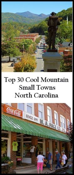 the top 30 cool mountain small towns in north carolina is featured on this postcard