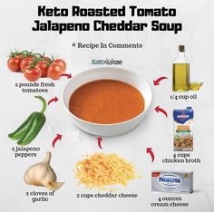 Cheddar Recipes, Cheddar Soup Recipe, Keto Recipes Ketogenic, Jalapeno Cheddar, Keto Soup, Pescatarian Recipes, Keto Food List, Roasted Tomato, Cheddar Soup