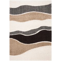 an area rug with wavy lines on it