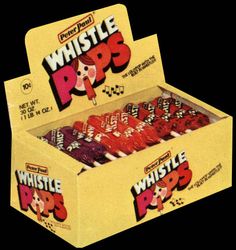 two boxes of whistle pops are shown in this advertisement for the popular pop - up