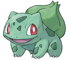 a drawing of a green pokemon with red eyes