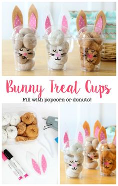 the bunny treat cups are filled with donuts