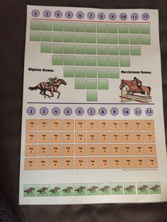 a horse race game is shown with numbers and horses on it's back side