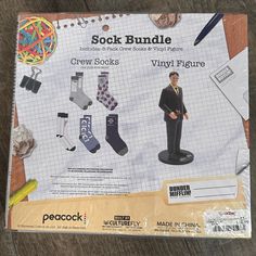 The Office Gift Set With A 5-Pack Of Different Crew Socks And A Dwight Schrute Vinyl Figurine Holding A Beet. New In Box And Plastic. Purchased At Tj Max. Size Says One Size Fits Most. Great Gift For The Office Sitcom Fans! About Culturefly From Their Website Culturefly Offers A Wide Variety Of Products For Avid Fans Of The Tv Series "The Office" And Proud Supported Of The "Dunder Mifflin Paper Company". There’s Nothing Better For An Office Fan Than A Collectible With A Michael Scott Quote Or Sa Office Sitcom, Black Patterned Tights, Ombre Tights, Michael Scott Quotes, Tj Max, Office Fan, Halloween Socks, Slouch Socks, Dwight Schrute