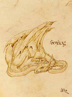 a drawing of a dragon sitting on top of a piece of parchment paper with the words song written below it