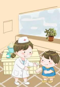 two children are playing with each other in the room