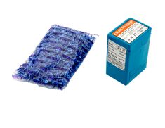 an image of a blue and white package next to it's packaging