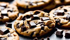 chocolate chip cookies on a baking sheet ready to be eaten