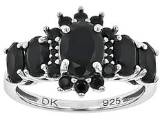 3.43ctw Oval and Round Black Spinel Rhodium Over Sterling Silver Ring. Measures Approximately 0.85"L x 0.55"W. Not Sizeable. Black Oval Diamond Cut Rings, Spinel Gemstone, Jewelry Black, Broken Chain, Pearl Strands, Black Spinel, Cultured Pearls, Sterling Silver Ring, Post Earrings