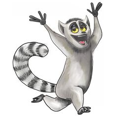 a drawing of a racoon with its arms in the air