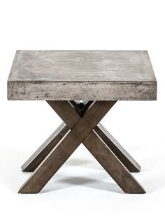 a concrete table with cross legs on an isolated white background