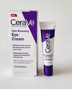 Cerave Skin Renewing EYE CREAM CERAMIDES Niacinamide Caffeine Size: 0.5 fl oz / 14.2 g   Brand New In Box All Products & Brands Are Authentic, Brand New, Most Have Manufacturers Seal Where Applicable NOTE: Colors May Vary On Different Screens FREE NEXT DAY SHIPPING Please Contact Me If You Have Any Questions Face Wrinkles Remedies, Regular Skin Care Routine, Caffeine Eye Cream, Wrinkle Remedies, Best Lotion, Face Care Routine, Best Skin Care Routine, Moisturizer For Oily Skin, Top Skin Care Products