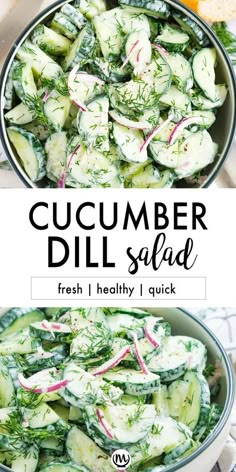 cucumber dill salad with fresh herbs in a bowl