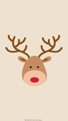 a reindeer's head with antlers on it, in brown and tan background