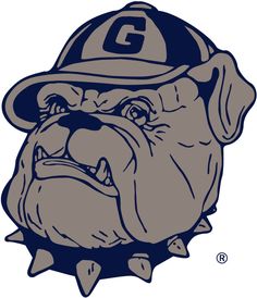 an image of a bulldog with a hat on it's head and the letter g