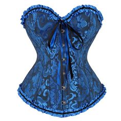 Shape your silhouette with our fabulous corsets and Victorian-style floral print, featuring a double-colored bow. Our corsets are drag queen approved! Materials: Polyester, spandex Bone material: Plastic Closure: Straps and hooks Decoration: Bow IMPORTANT: Please, measure yourself and check the size chart before placing your order. Select the size according to your natural waistline measurement. If you're in between 2 sizes, please, select the smaller one. If your bust doesn't fit in that size, you should opt for an underbust corset. The size chart is accurate. If you need help to pick the right size, please, provide your measurements at info@thedragqueencloset.com and we will advise you. Corset Underbust, Purple Corset, Bustier Lingerie, Vintage Halloween Costume, Top Bustier, Blue Corset, Plus Size Corset, Gothic Corset, Vintage Corset