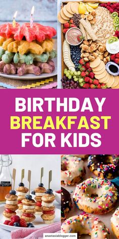 birthday breakfast for kids with donuts, cookies and desserts