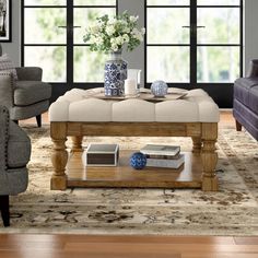 a living room scene with focus on the coffee table