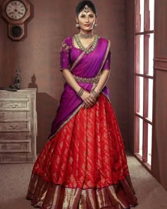 Pattu Lehanga Designs Latest, Pattu Lehanga Designs, Lahanga Design Latest, Lahanga Design, Wedding Lehenga Designs, Lehenga Designs Simple, Wedding Blouse Designs