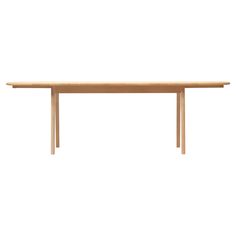 a long wooden table with two legs on the top and one leg extended to the side