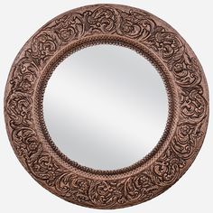 Copper Mirror 36.3x36.3 - Natuross Frame Pattern, Copper Mirror, Victorian Frame, Mirror Round, Vanity Area, Circular Mirror, Copper Art, Copper Wall, Floral Frame