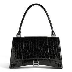 Balenciaga Hourglass Hinge Medium Handbag Crocodile Embossed Balenciaga Top, Black Balenciaga, Balenciaga Women, Medium Handbags, Balenciaga Black, Woman Bags Handbags, Spring Summer 2024, Large Shoulder Bags, 2024 Collection