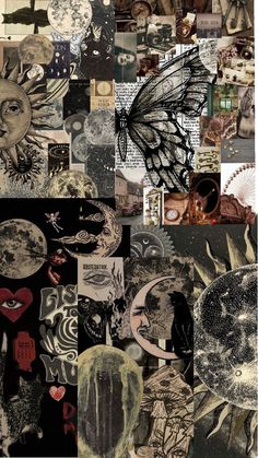 a collage of images with different types of artwork on them, including an image of a butterfly