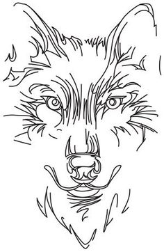 a drawing of a wolf's face