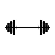 a black and white silhouette of a barbell