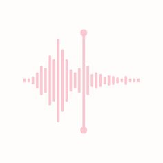 a sound wave is shown in pink on a white background with the words, music