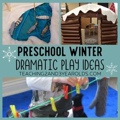 the words preschool winter dramatic play ideas are shown