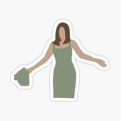 a woman in a green dress with her arms outstretched sticker on a white background