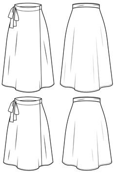 three different skirts with ties on each side