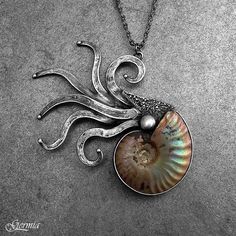 Inlay Jewelry Tutorial, Ammonite Jewelry, Bijoux Art Nouveau, Silhouette Christmas, Fossil Jewelry, Metal Clay Jewelry, A Necklace, Metal Clay