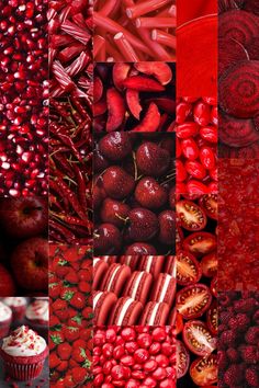 a collage of different images with fruits and vegetables in them, including strawberries