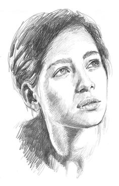 a pencil drawing of a woman's face