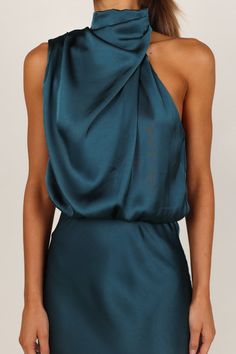 Anabelle Halter Neck Maxi Dress - Teal - Petal & Pup USA Wedding Guest Dress Halter Neck, High Neck Cocktail Dress, High Neck Low Back Dress, Charleston Wedding Guest Dress, Hairstyles For Dress Types Neckline, High Neck Satin Dress, Jewel Tone Dress, Mode Ab 50, Halter Neck Midi Dress