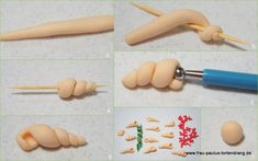 instructions for how to make a doll's hand with knitting needles and yarns