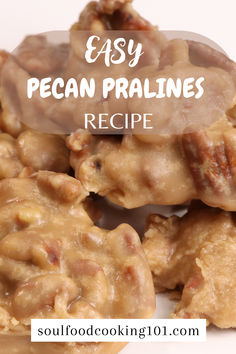 easy pecan pralies recipe on a plate with text overlay that reads easy pecan pralies recipe