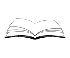 an open book with black and white lines on the pages, in front of a white background