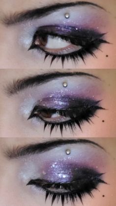 Holographic Glitter Makeup, Space Makeup Looks, Purple Makeup Ideas, Whimsical Makeup, Funky Makeup, Cool Makeup Looks, Unique Makeup