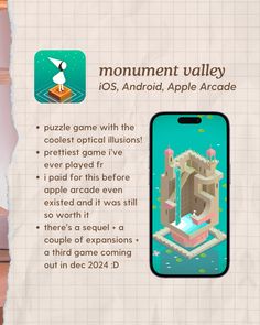 an advertisement for the iphone game monument valley