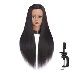 PRICES MAY VARY. Hair material: High-temperature Synthetic Yaki Fiber Hair. Color: Black. Hair maniquins length: 26"-28" (from the forehead to the back hair end); hair strand: 20". Mannequin head is designed to straightening, cutting, curling, braiding, hairstyling and haircut. Please do not bleach or dye. Recommend that the temperature can not exceed 150 degrees, and not exceed 15 seconds every time. Package includes: 1 * Mannequin Head, 1 * Clamp Stand, Packed in a box. Specifications Hair mat Hair Mannequin, Hair Tool Organizer, Hair Color Black, Mannequin Head, Lip Gloss Set, Mannequin Heads, Hair Strand, Wig Accessories, Doll Head