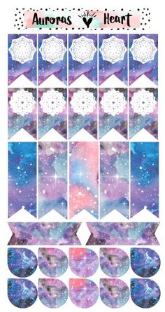 the pattern for aurora heart stickers