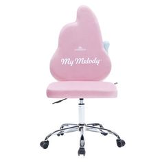 a pink office chair with the words my melody on it