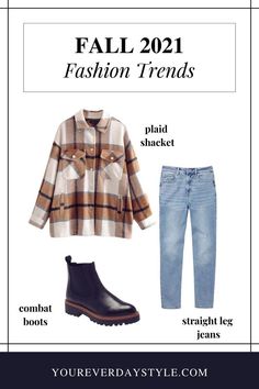 Let's talk about fashion for fall 2021. This style podcast episode covers all the fashion trends for fall 2021. Plaid shackets. Silhouettes like straight leg pants. Autumn 2021 colors, clogs & combat boots. The popular structured shoulder top. Plus accessories such as minimal style jewelry. Outfit inspo for the everyday woman. The woman over 40. The post partum mom. The working woman. Women with all body shapes. Fall Fashion Trends Casual, Ripped Baggy Jeans, Fall Fashion Ideas, Fashion Ideas For Women, Fall Style Guide, Structured Shoulder, Fashion Network, Fall Wardrobe Essentials