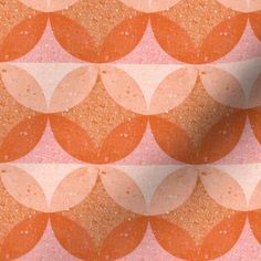 an orange and pink background with circles on the top, in shades of red, white, and peach