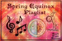 an advertisement for the spring equinox playlist with music notes and musical symbols