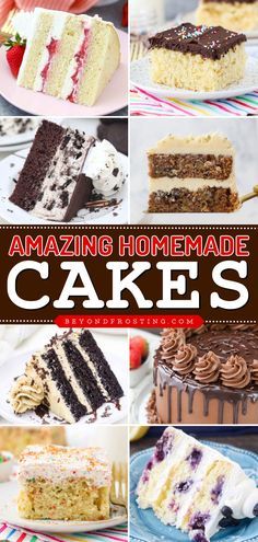 the cover of amazing homemade cakes, with pictures of different cakes and desserts on it