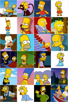 the simpsons characters are all different colors and sizes, but one is not sure to see them